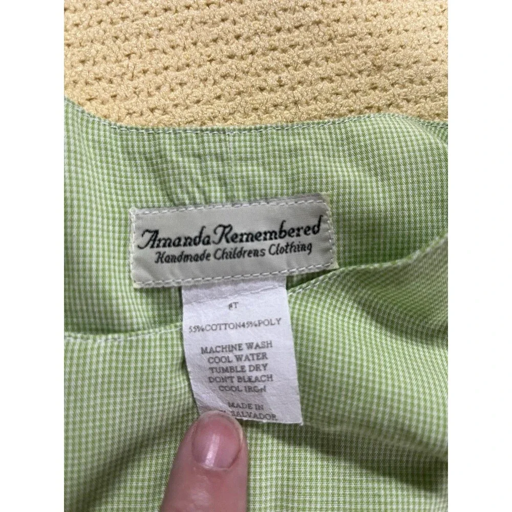 amanda remembered 4t Green Check One piece Bunnies Easter Spring
